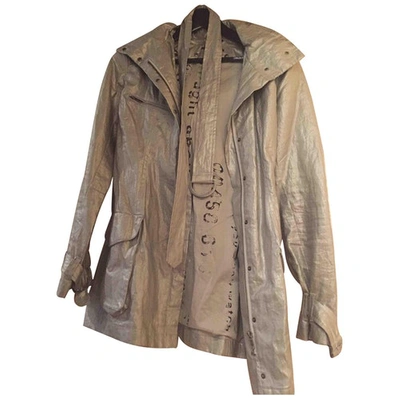 Pre-owned Ikks Linen Trench Coat In Silver