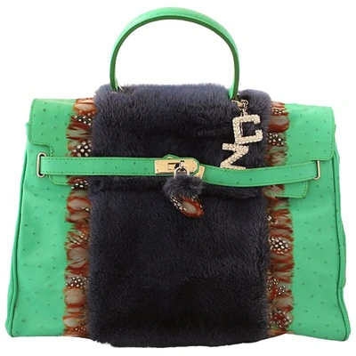 Pre-owned Carlo Zini Leather Handbag In Green
