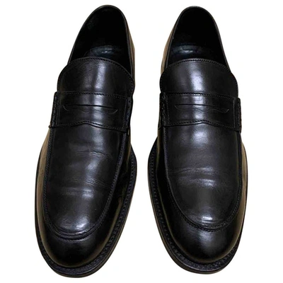 Pre-owned John White Leather Flats In Black
