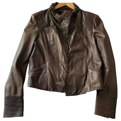 Pre-owned Max & Co Leather Jacket In Brown