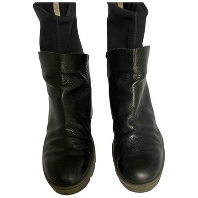Pre-owned Chiarini Bologna Leather Ankle Boots In Black