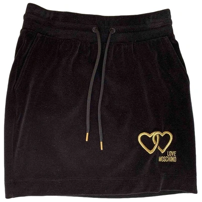 Pre-owned Moschino Love Velvet Mini Skirt In Black