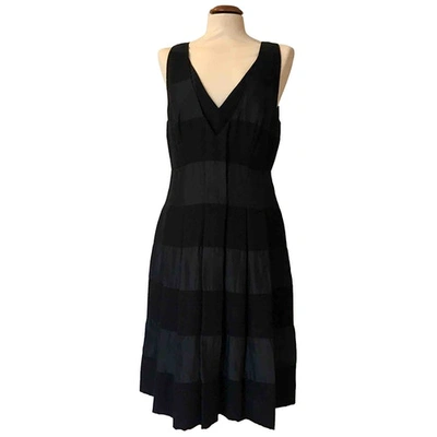 Pre-owned Strenesse Silk Mid-length Dress In Black
