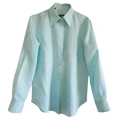 Pre-owned Hobbs Linen Blouse In Green