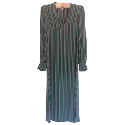 Pre-owned Attic And Barn Silk Maxi Dress In Green