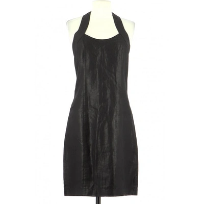 Pre-owned Ikks Linen Dress In Black