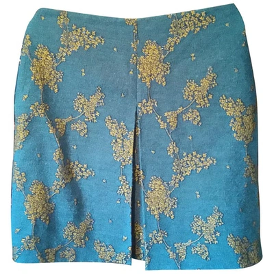 Pre-owned Hobbs Wool Mid-length Skirt In Turquoise