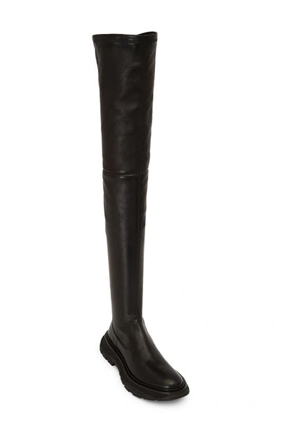 Alexander Mcqueen Black Tread Slick Thigh-high Boots