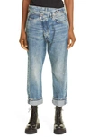 R13 Crossover Asymmetric Distressed High-rise Wide-leg Jeans In Kelly