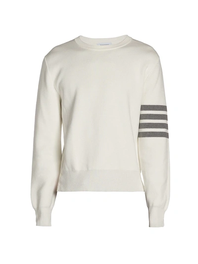 Thom Browne Men's Stripe Milano Stitch Cotton Sweatshirt In Grey