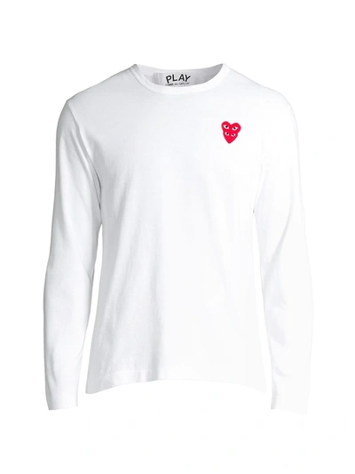 Comme Des Garçons Play Double Heart Long-sleeve T-shirt In White