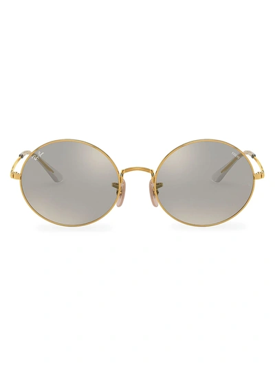Ray Ban Oval 1970 Mirror Evolve Sunglasses Gold Frame Grey Lenses 54-19