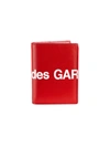 Comme Des Garçons Huge Logo Leather Bilfold Wallet In Red