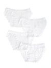 Stripe & Stare Lace-trim Knickers 4-pack Briefs Box In White