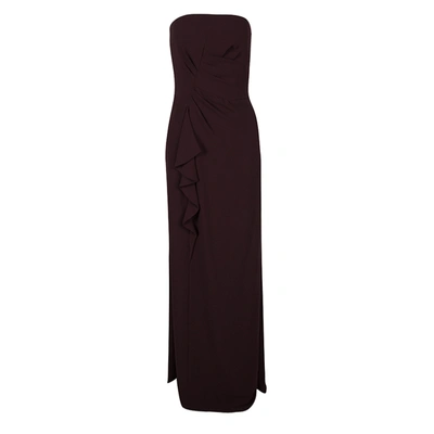 Pre-owned Boss By Hugo Boss Burgundy Draped Strapless Dilusia Maxi Dress M