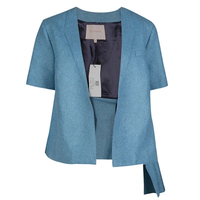 Pre-owned Roksanda Ilincic Powder Blue Felted Wool Asymmetric Delmore Jacket M