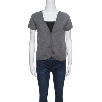 Pre-owned Zadig And Voltaire Grey Studded Short Sleeve Dublini Cardigan M