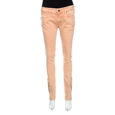 Pre-owned Zadig And Voltaire Orange Overdyed Denim Skinny Eva Snow Jeans M