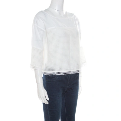 Pre-owned Paul And Joe White Cotton Mesh Panel Detail Cropped Top S