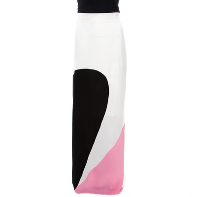 Pre-owned Roksanda Ilincic Colorblock Crepe Maxi Skirt L In Multicolor