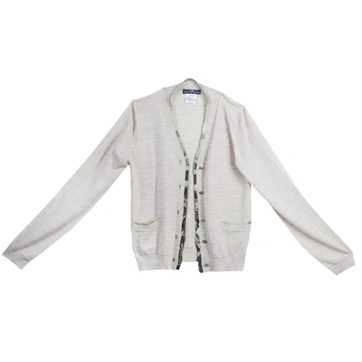 Pre-owned Roma E Tosca Beige Silk Trim Merino Wool Cardigan 12 Yrs