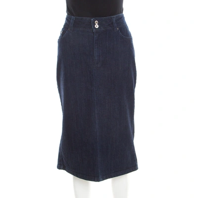 Pre-owned Dandg Indigo Dark Wash Denim Midi Skirt L In Blue