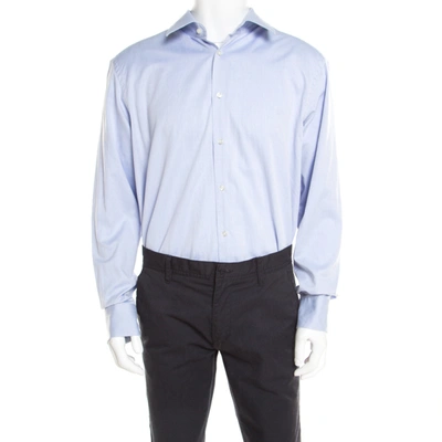 Pre-owned Boss By Hugo Boss Cotton Long Sleeve Button Front Shirt 2xl (eu 45) In Blue