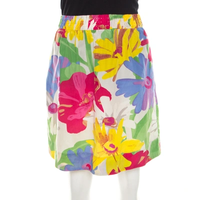 Pre-owned See By Chloé See By Chloe Mutlicolor Floral Print Cotton Silk Gathered Mini Skirt M In Multicolor