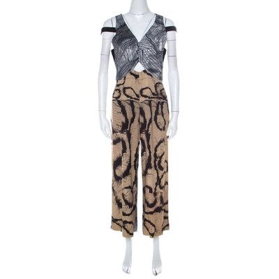 Pre-owned Yigal Azrouël Multicolor Abstract Print Strappy Cropped Jumpsuit M