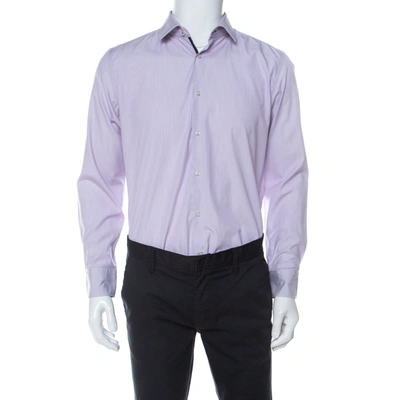Pre-owned Boss By Hugo Boss Lilac Pinstriped Cotton Joey Shirt L In Purple