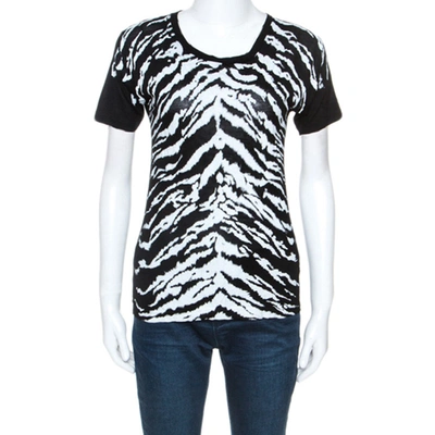 Pre-owned Saint Laurent Monochrome Animal Stripes Print Jersey T-shirt S In Black