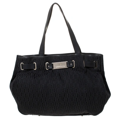 Pre-owned Aigner Black Signature Canvas And Leather Tote