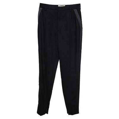 Pre-owned Saint Laurent Black Wool Tapered Trousers M