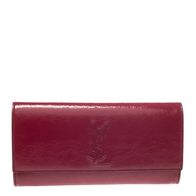Pre-owned Saint Laurent Dark Pink Patent Leather Belle De Jour Clutch