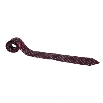 Pre-owned Boss By Hugo Boss Maroon Diagonal Striped Silk Tie In Red