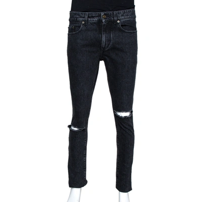 Pre-owned Saint Laurent Black Stonewashed Denim Skinny Trash Jeans M