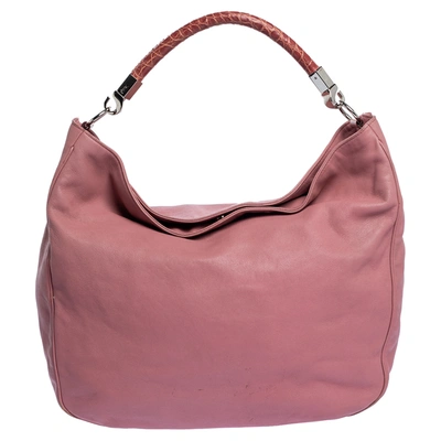 Pre-owned Saint Laurent Pink Leather And Crocodile Large Roady Hobo