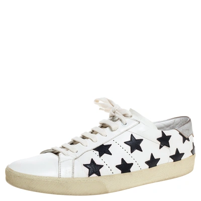 Pre-owned Saint Laurent White Leather Star Court Classic California Sneakers Size 45