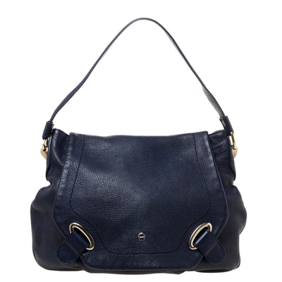 Pre-owned Aigner Blue Leather Flap Hobo