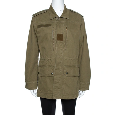 Pre-owned Saint Laurent Green Cotton & Linen Military Jacket M