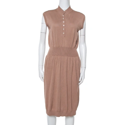 Pre-owned Saint Laurent Yves  Chestnut Brown Wool Knit Sleeveless Dress L