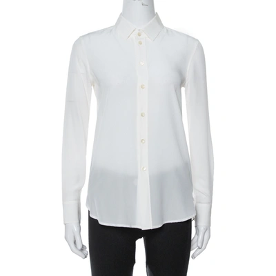 Pre-owned Saint Laurent Off White Silk Button Front Shirt S