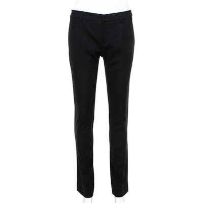 Pre-owned Saint Laurent Black Wool Crepe Tailored Trousers S