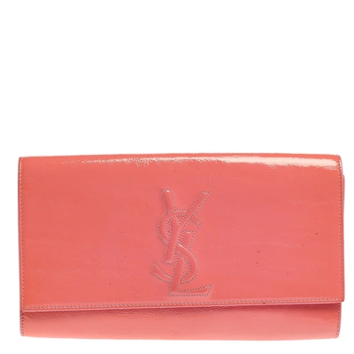 Pre-owned Saint Laurent Pink Patent Leather Belle De Jour Flap Clutch