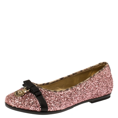 Pre-owned Roberto Cavalli Angels Pink Glitters Ballet Flats Size 37