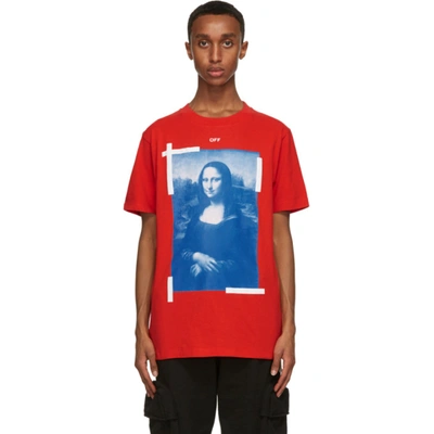 Off-white Mona Lisa Slim-fit Graphic T-shirt In Red