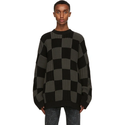 Balenciaga Checker Cotton Jacquard Knit Sweater In Mixed