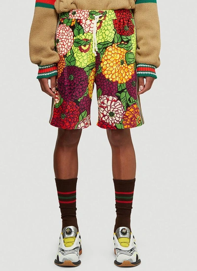 Gucci X Ken Scott Floral-print Track Shorts In Red