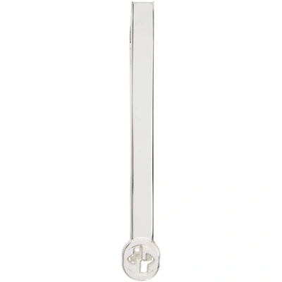 Gucci Sterling Silver Interlocking G Tie Bar In Silver-tone