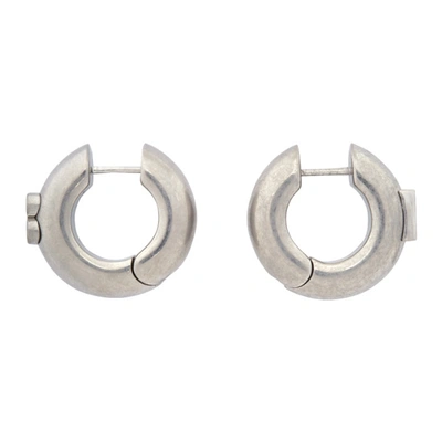Balenciaga Logo-engraved Hoop Earrings In Silver